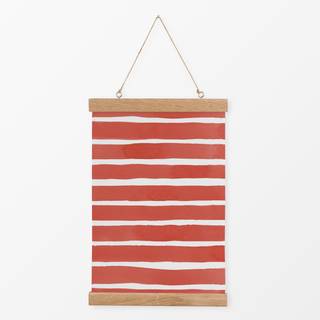 Textilposter Aquarell Streifen Erdbeere Rot