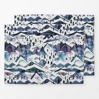 Tischset Watercolor Winter Mountains
