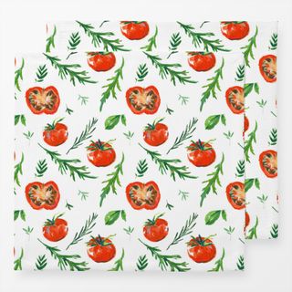 Servietten Tomaten und Kräuter Muster Weiß