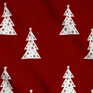 Meterware Muster Weihnachtsbaum auf Rot