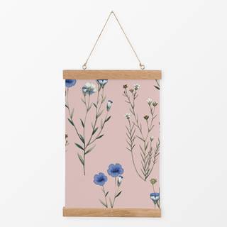 Textilposter Wild Flowers Rosé Blue