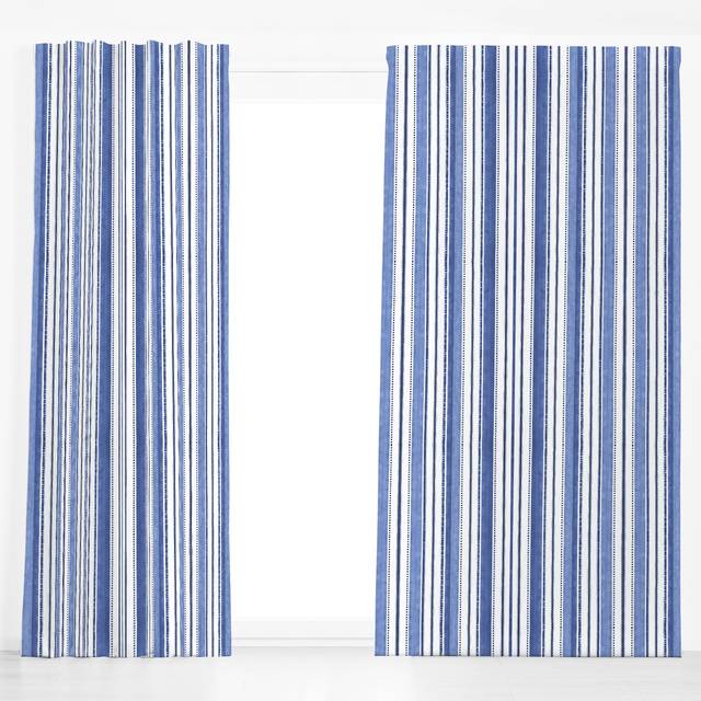 DekovorhangBlue Rustic Linen Stripes