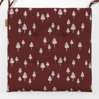 Sitzkissen White Winter Forest brick red