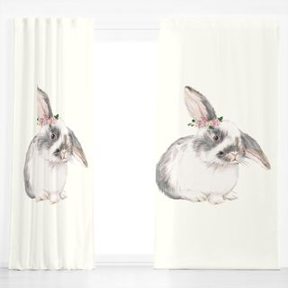 Dekovorhang Hase mit Blumenkranz Schlappi
