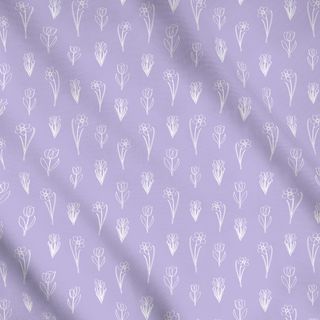 Meterware Lined Spring Blossoms Lilac
