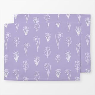 Tischset Lined Spring Blossoms Lilac
