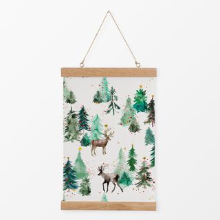 Textilposter Reindeers Christmas Trees