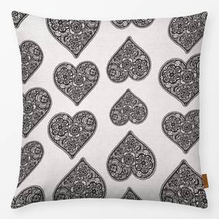 Kissen Boho hearts black white