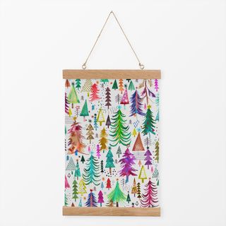 Textilposter Colorful Christmas Pines