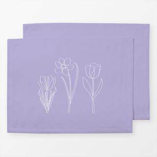 Tischset Lined Spring Flowers Lilac