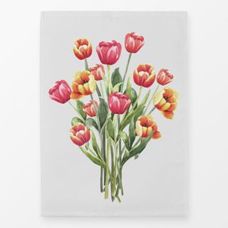 Geschirrtücher Tulpen Blumenstrauß Rot Beige