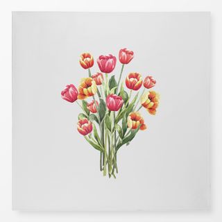 Tischdecke Tulpen Blumenstrauß Rot Beige