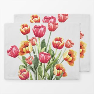 Tischset Tulpen Blumenstrauß Rot Beige