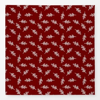 Tischdecke Weiße Blätter auf Rot