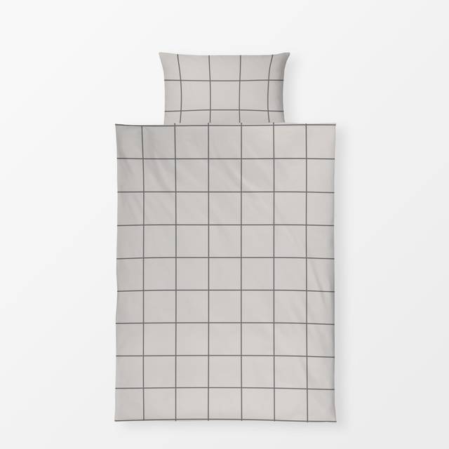 Bettwäsche Grey On White Sand Grid