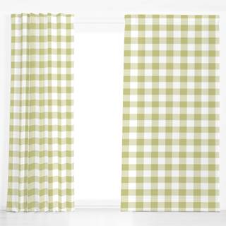 Dekovorhang Grün Weiß Gingham Grid 2