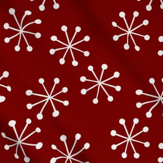 Meterware Schneeflocken auf Rot