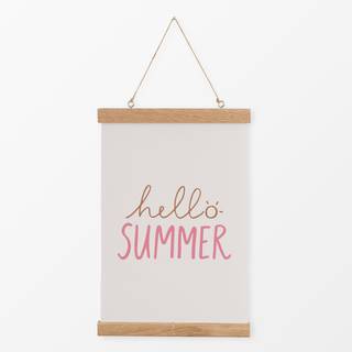 Textilposter Hello Summer braun pink