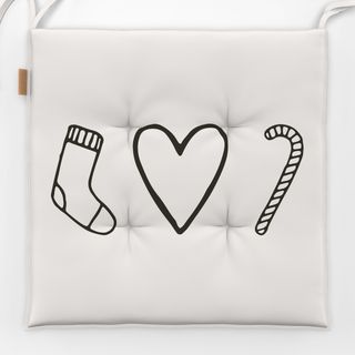 Sitzkissen Sock Heart Candy Cane beige