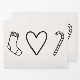 Tischset Sock Heart Candy Cane beige
