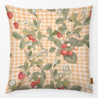 Kissen Strawberries Yellow Gingham