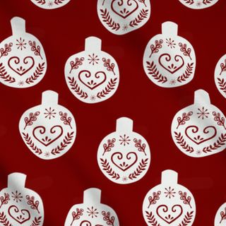 Meterware Weihnachtskugeln auf Rot