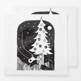 Servietten Weihnachtsbaum Schwarz-Weiß