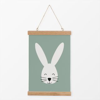 Textilposter Happy Bunny naturals green