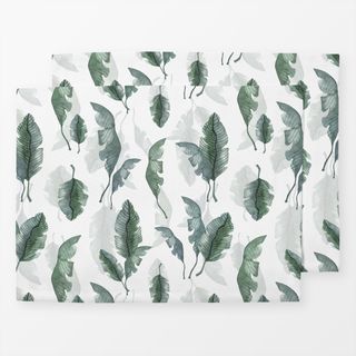 Tischset Tropische Palmblätter graugrün