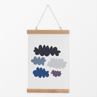 Textilposter Wolken Blau Grau