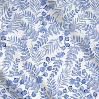 Meterware Blaue Aquarell blumen