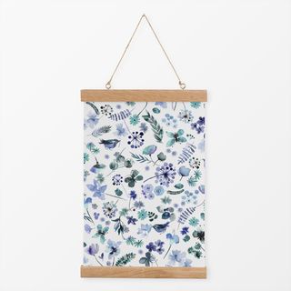 Textilposter Cottagecore Wild Nature Blue