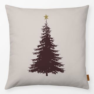 Kissen Weihnachtsbaum beige braun