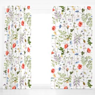 Dekovorhang Karo Blumenwiese blush