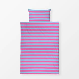 Bettwäsche Horizontale Streifen blau&pink