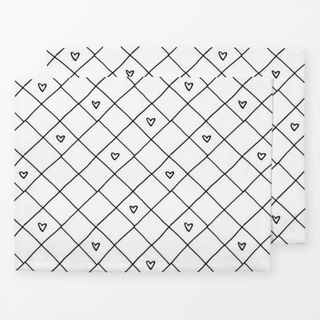 Tischset Grid mit Herz 1 schwarz weiß