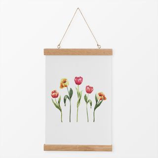 Textilposter Bunte Tulpen Frühling Aquarell