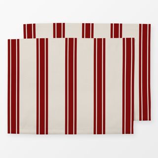 Tischset Weihnachtsstreifen 1 rot beige