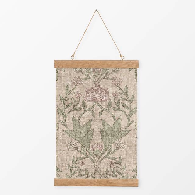 TextilposterFloral damask foliage beige