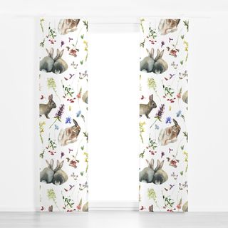 Flächenvorhang Osterhasen und Wildblumen