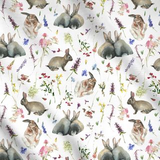 Meterware Osterhasen und Wildblumen