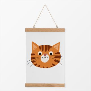Textilposter Freundliche Katze Rot