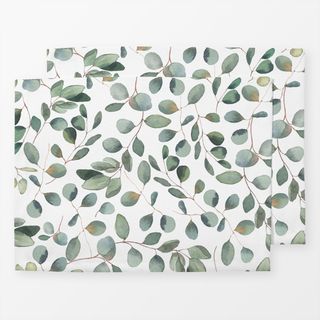 Tischset Silber Eukalyptus Blätter