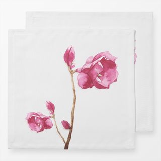 Servietten Rosenzweig mit pinken Blüten