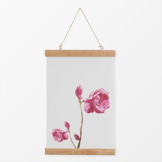Textilposter Rosenzweig mit pinken Blüten