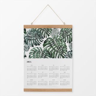 Textilposter Kalender 2021 Monstera Blätter