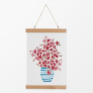 Textilposter Vase mit Kirschblüten