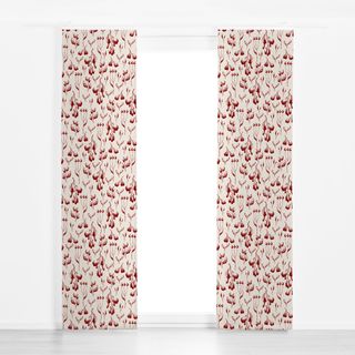 Flächenvorhang Mistelzweige rot auf beige