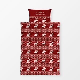Bettwäsche Frohe Weihnachten rot sand