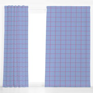 Dekovorhang Memphis Grid Pink On Blue